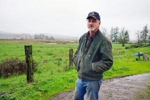 Elma farmer Jay Gordon farms about 900 acres of land off of U.S. Highway 12 in Elma. On this rainy morning in mid-October, Gordon was getting ready to harvest the remainder of his corn crop before the rain ruined it.