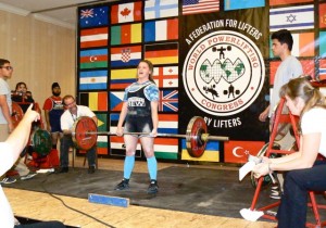 On August 28, 2014 Corrie Stewart set a world record in the Dead Lift at an AAPF meet in Idaho. Photo courtesy of Sandi Stewart.