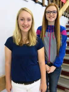 Hoquiam High School Foodball Junior Chairs Morgan Dehnert and Mikayla Bealer (Not Pictured: Senior Class Treasurer Chandra Munger, ASB President Emily Gwinn and Senior Class President Nick Lindseth). Photo Credit: Joy McGregor.