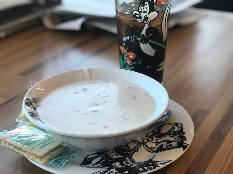 Clam Chowder Hearty Galleys Stormtrooper bowl and Pepe Le Pew