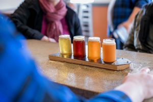 City of Aberdeen Brewing Beer flight at Steam Donkey Brewery