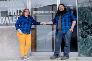 City of Aberdeen Brewing Owners Stefanie and Jon at Steam Donkey