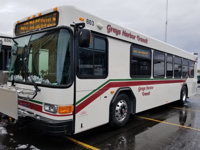 Side angle of new Grays Harbor Transit Side angle of new Grays Harbor Transit