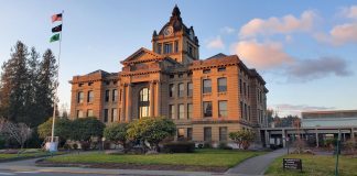 Montesano Courthouse with blue sky