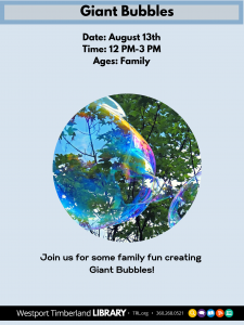 Weekend End Crafts: Giant Bubbles @ Westport Timberland Library
