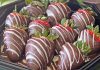 chocolate dipped strawberries on a plate
