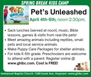 Spring Break Kids Camp: Pets Unleashed @ Immanuel Baptist Church