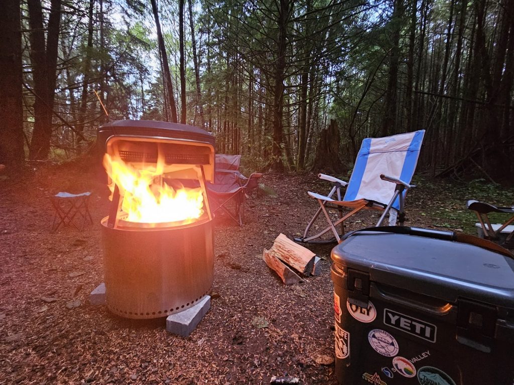 chairs around a solo stove campfire