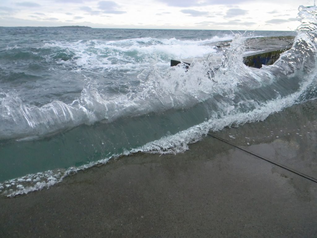 waves breaking on a beach